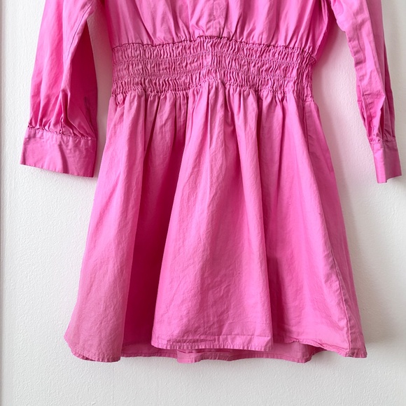 Zara Barbie Pink Cotton Poplin Smocked Mini Dress - Picture 9 of 11